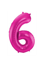 Number Foil Balloon Magenta - Cijfer 6