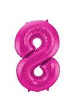 Number Foil Balloon Magenta - Cijfer 8