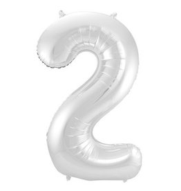 pd party Number Foil Balloon Silver - Cijfer 2
