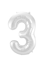 Number Foil Balloon Silver - Cijfer 3