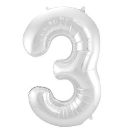 pd party Number Foil Balloon Silver - Cijfer 3