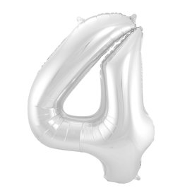 Number Foil Balloon Silver - Cijfer 4