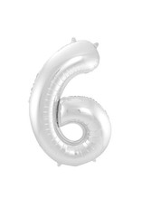 pd party Number Foil Balloon Silver - Cijfer 6