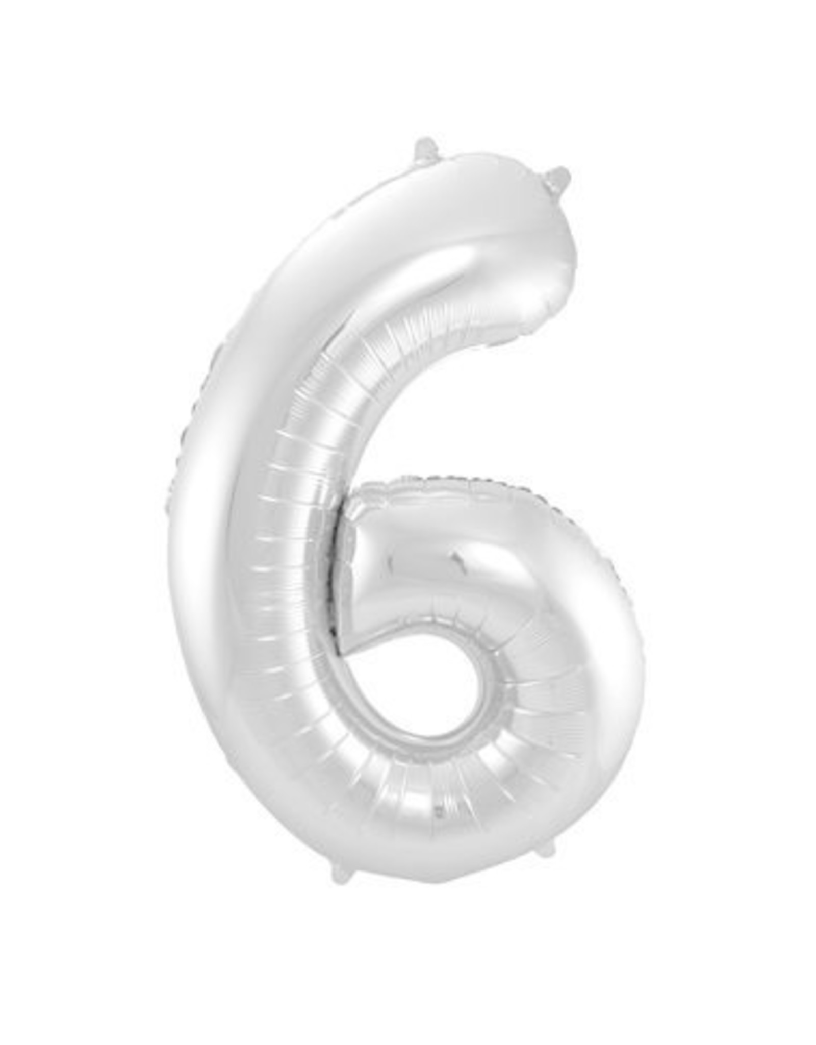 pd party Number Foil Balloon Silver - Cijfer 6