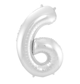pd party Number Foil Balloon Silver - Cijfer 6