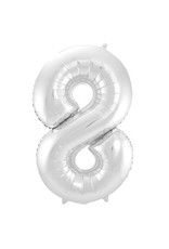 Number Foil Balloon Silver - Cijfer 8
