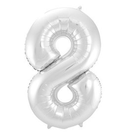 pd party Number Foil Balloon Silver - Cijfer 8