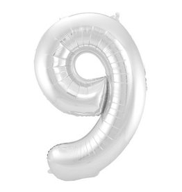Number Foil Balloon Silver - Cijfer 9