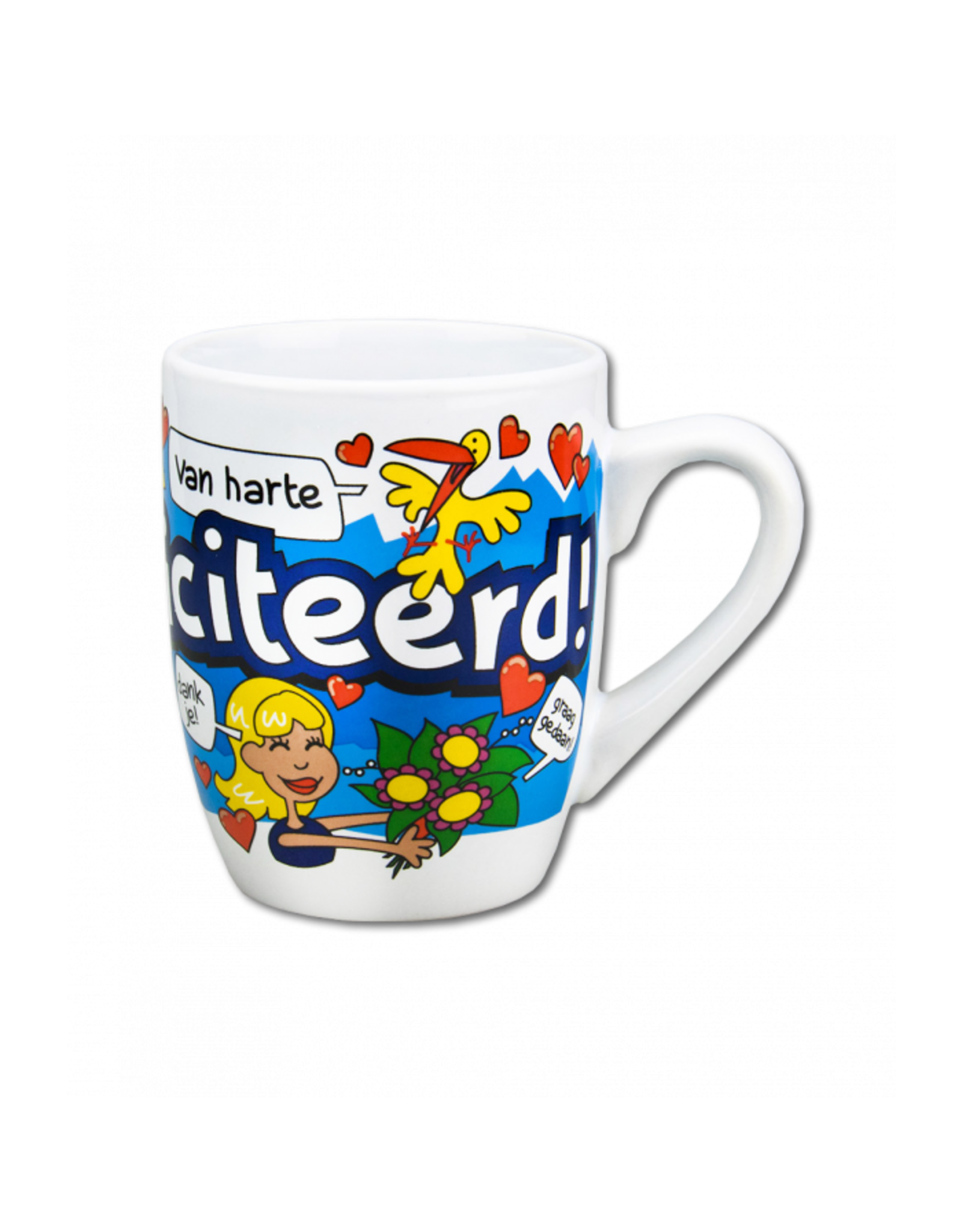 pd party Cartoonmok Van Harte Gefeliciteerd