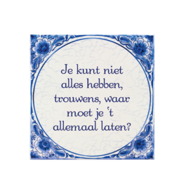 pd party Tegel Delfts blauw - Je kunt niet alles hebben