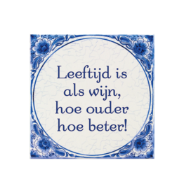 Tegel Delfts blauw - Leeftijd is als wijn