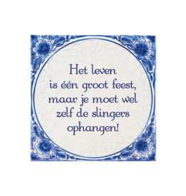 pd party Tegel Delfts blauw - Leven is feest