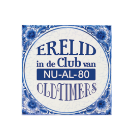 pd party Tegel Delfts blauw - 80 jaar