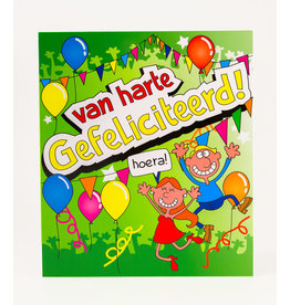 pd party Cartoon Wenskaart - Van harte Gefeliciteerd!