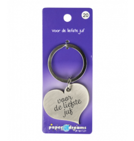 pd party Hart sleutelhanger - Voor de liefste juf