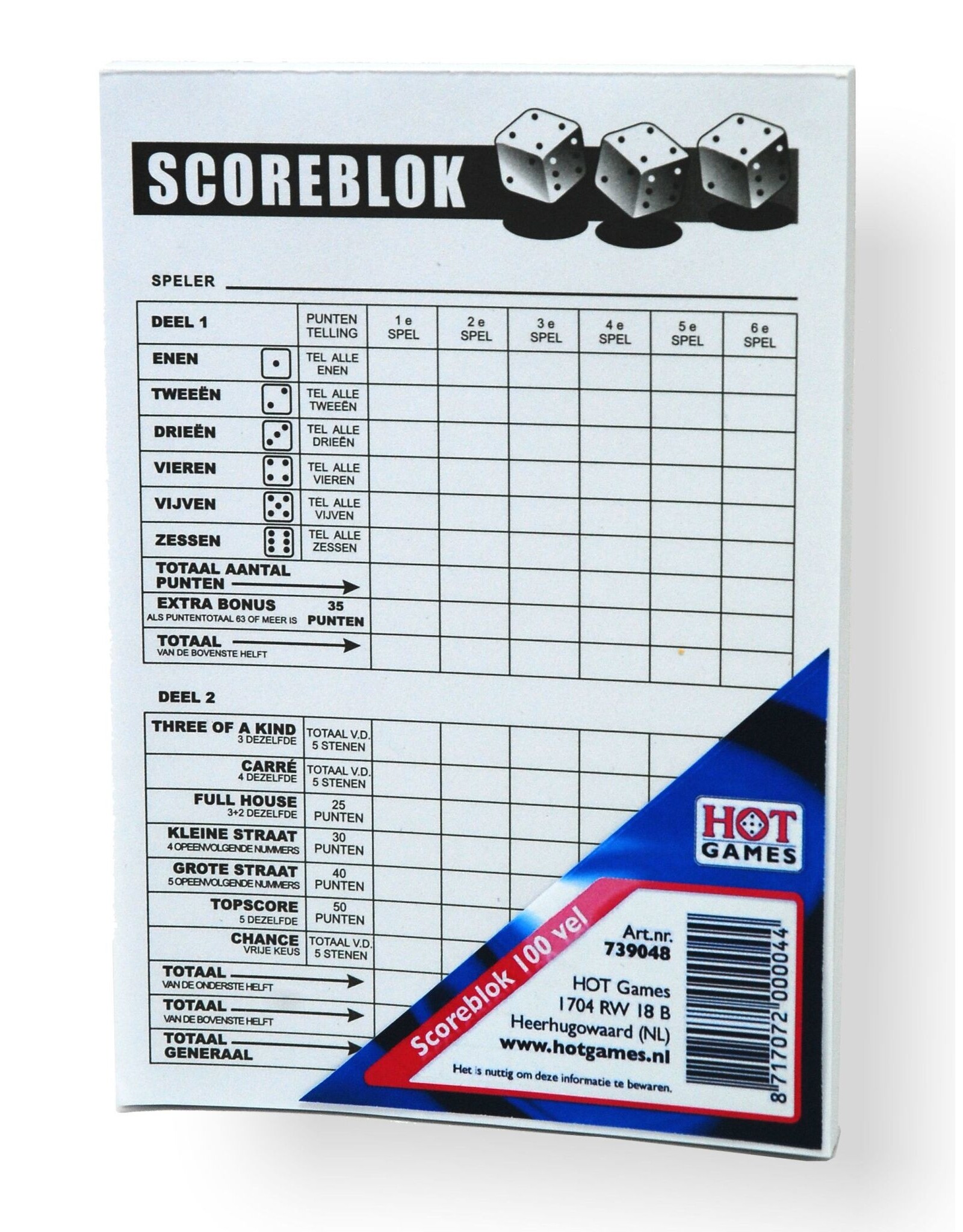 Yahtzee Scoreblok