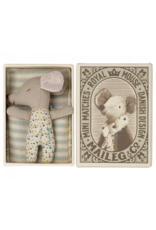 Maileg Sleepy/Wakey Baby Mouse in Matchbox - Blue