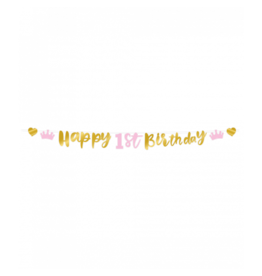 pd party Letter Banner - First birthday pink