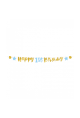 pd party Letter Banner - First birthday blue