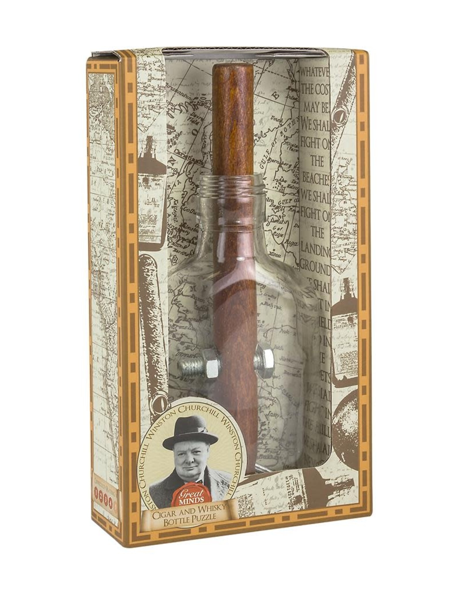 Great Minds: Churchills cigar and whiskey bottle