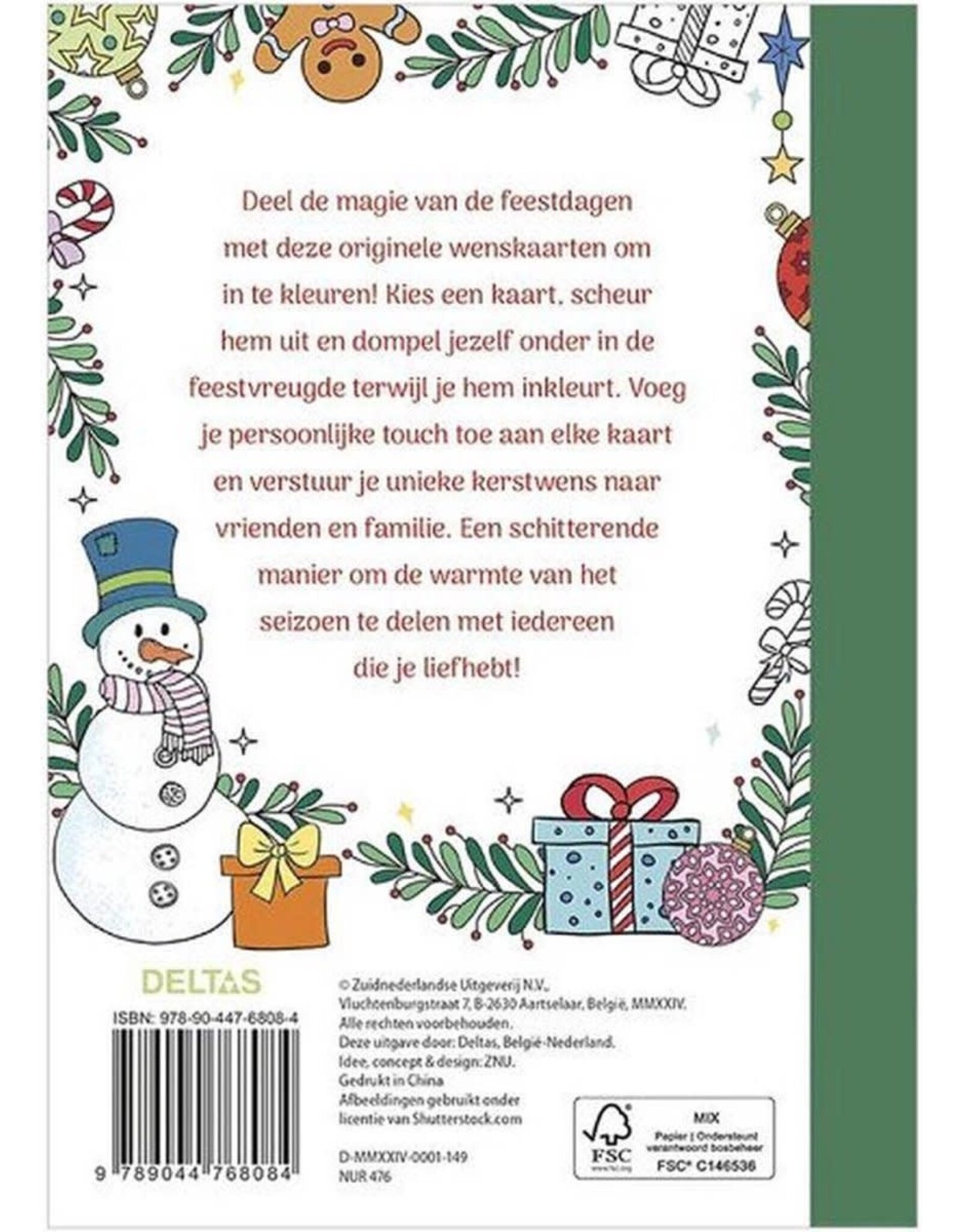 Deltas Wenskaarten om in te kleuren - Merry Christmas