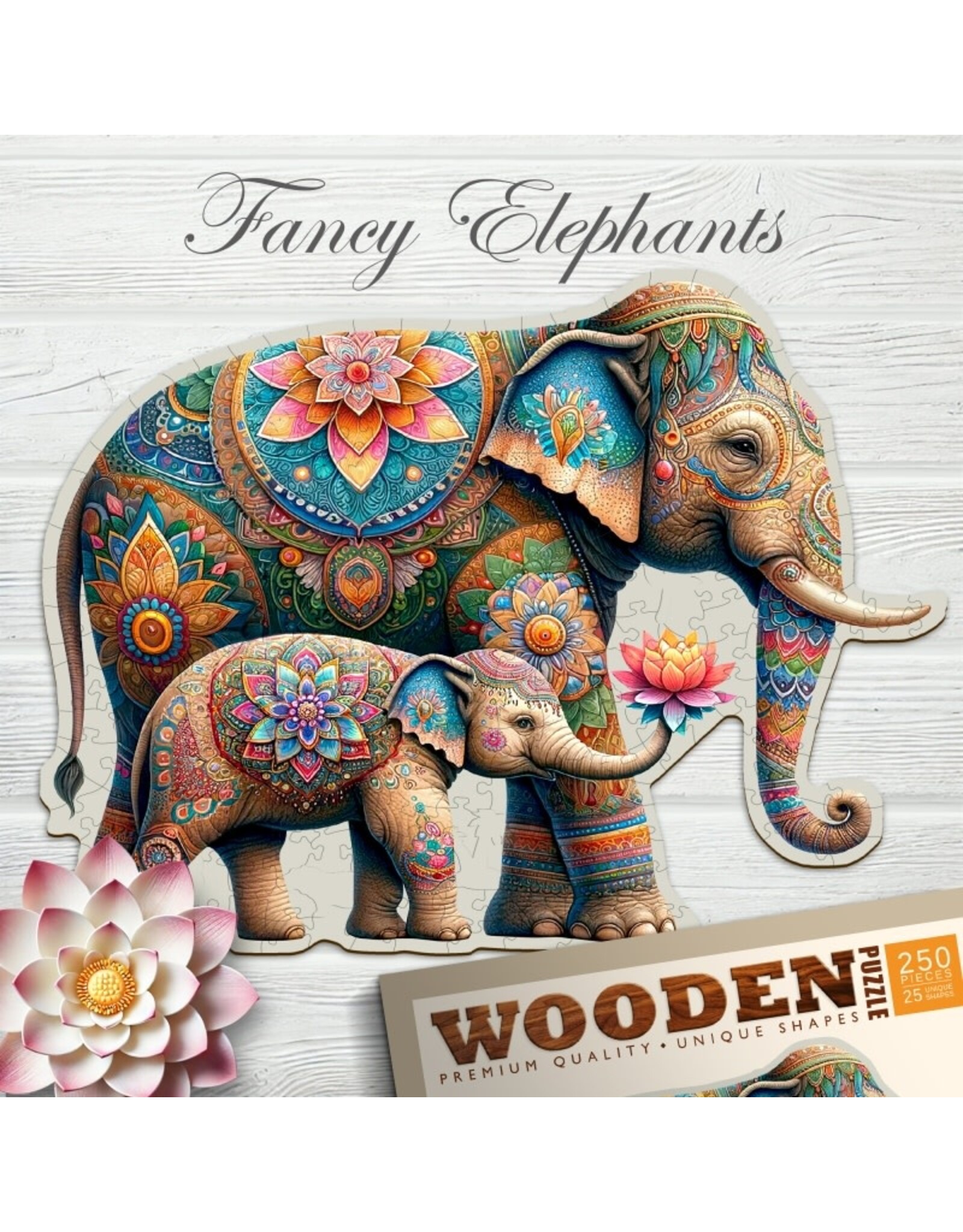Wooden Puzzle 250 Fancy Elephants
