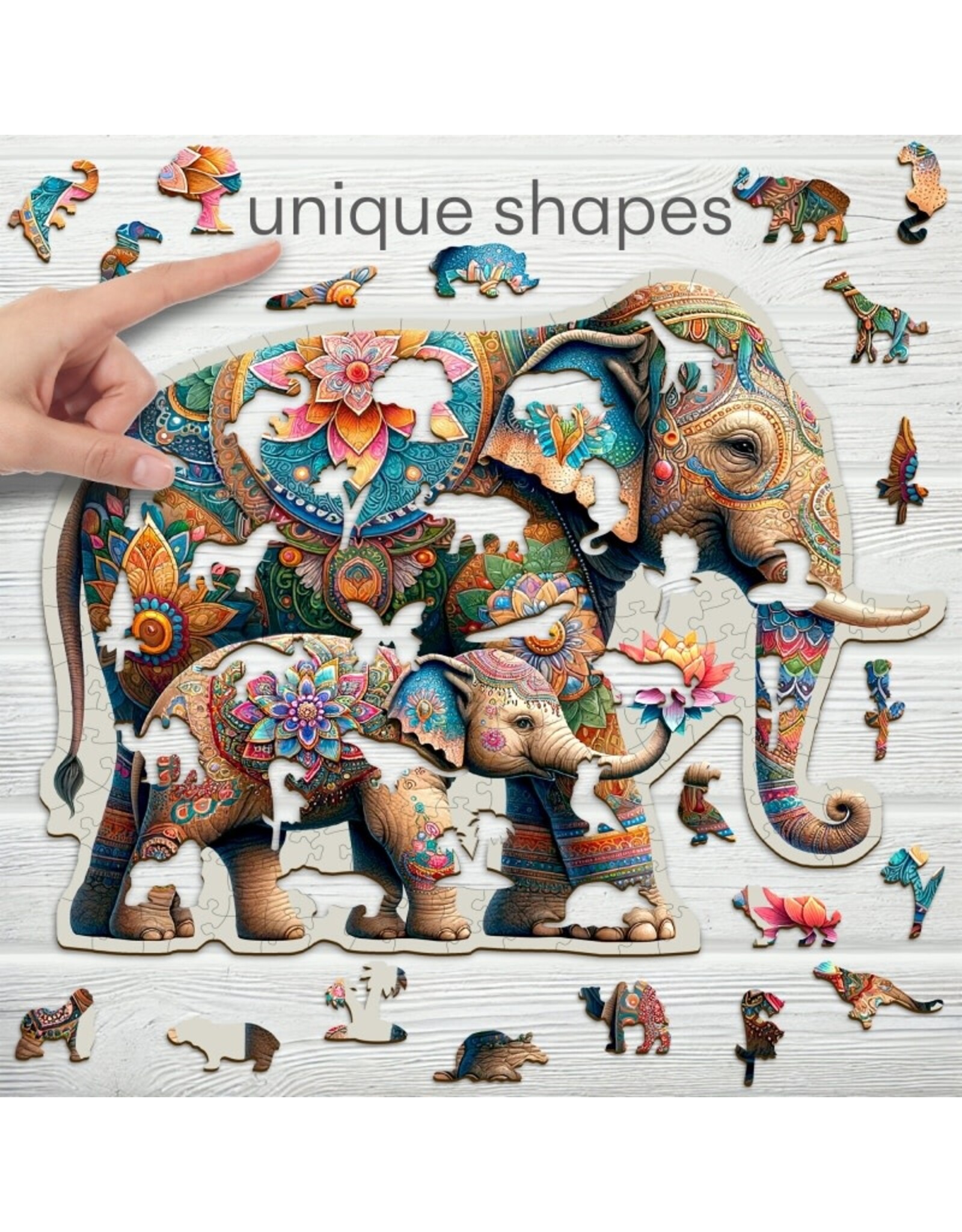 Wooden Puzzle 250 Fancy Elephants