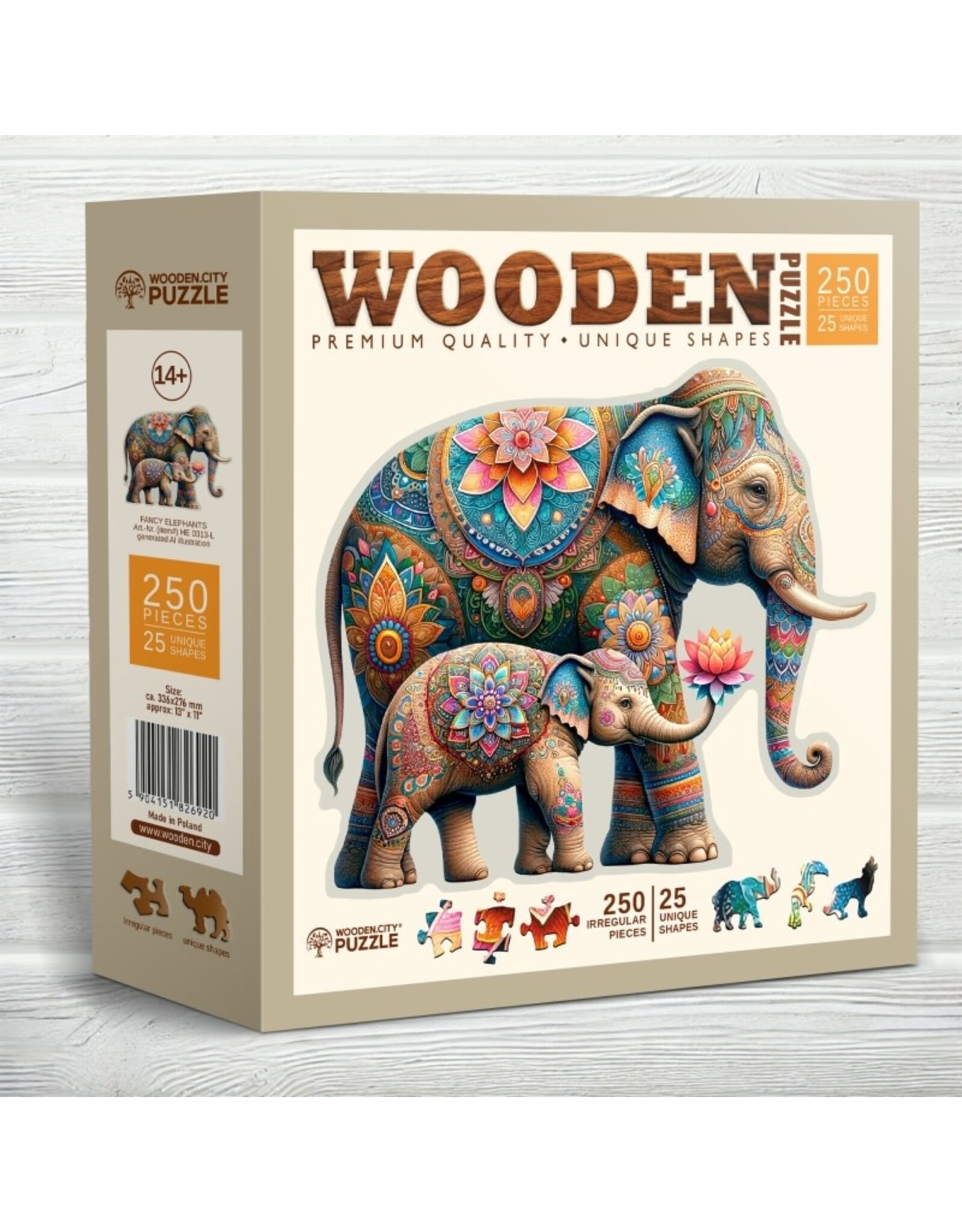 Wooden Puzzle 250 Fancy Elephants