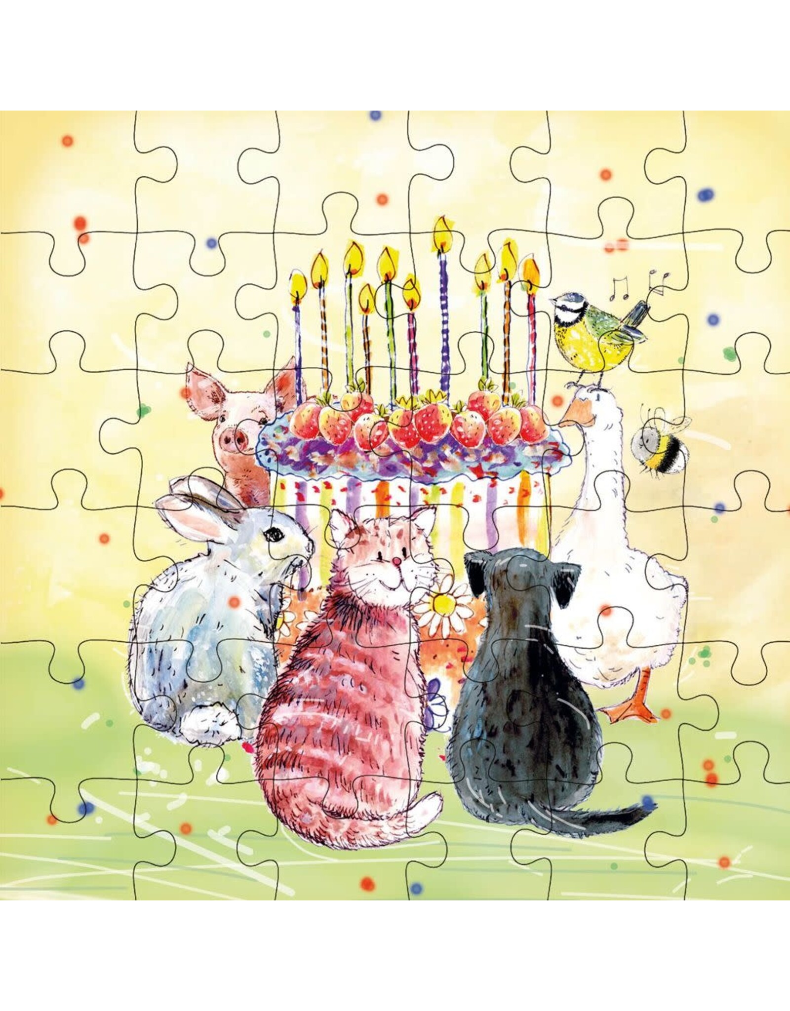 Animal Friends Animal Friends Card + Puzzle "Birthday Cake"