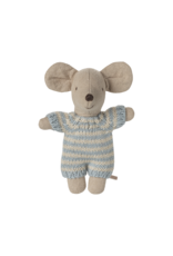 Maileg Baby Mouse in Carry Cot - Blue