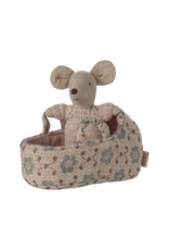 Maileg Baby Mouse in Carry Cot - Rose