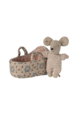 Maileg Baby Mouse in Carry Cot - Rose