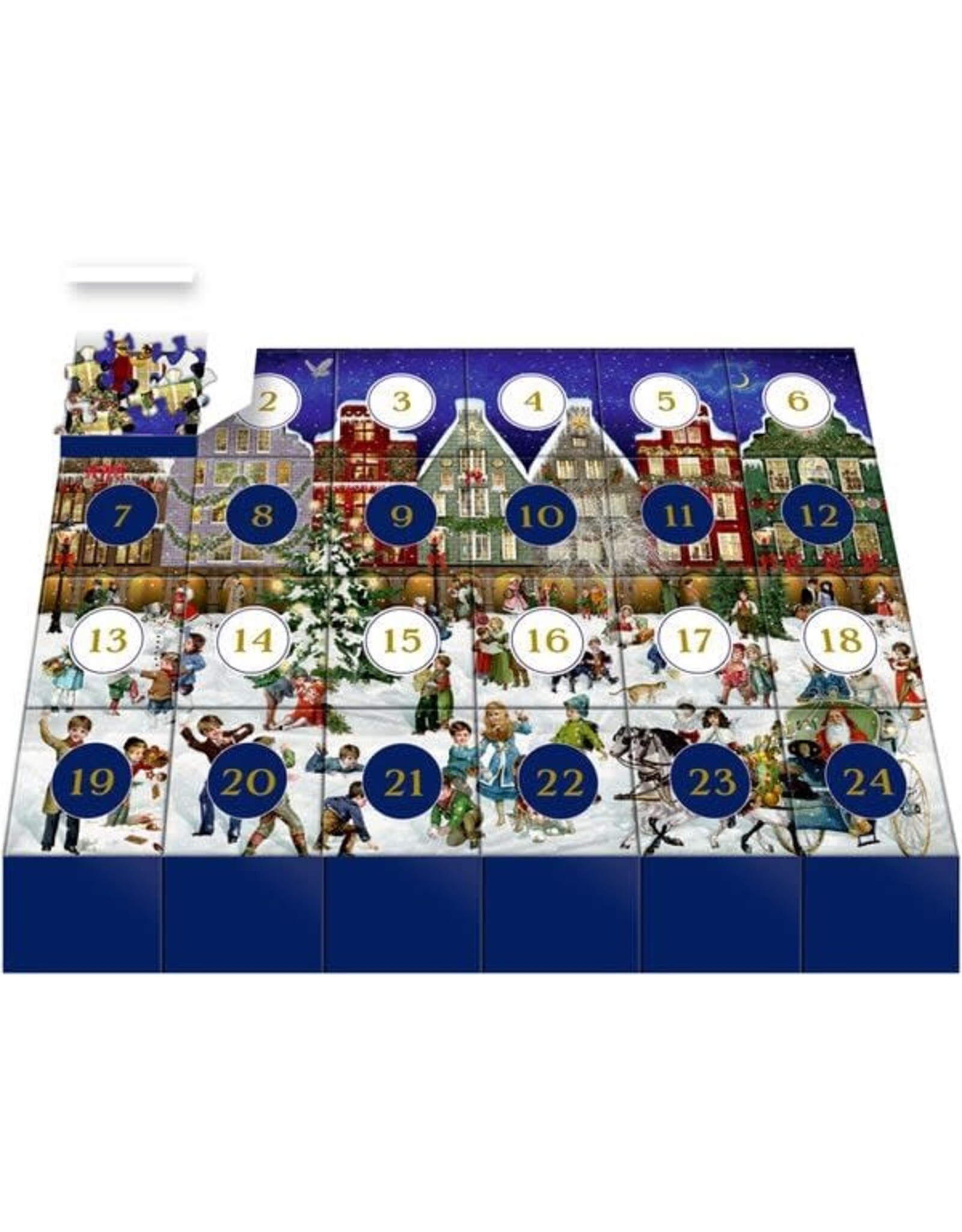 Puzzle Adventskalender - Winterabend in der Stadt