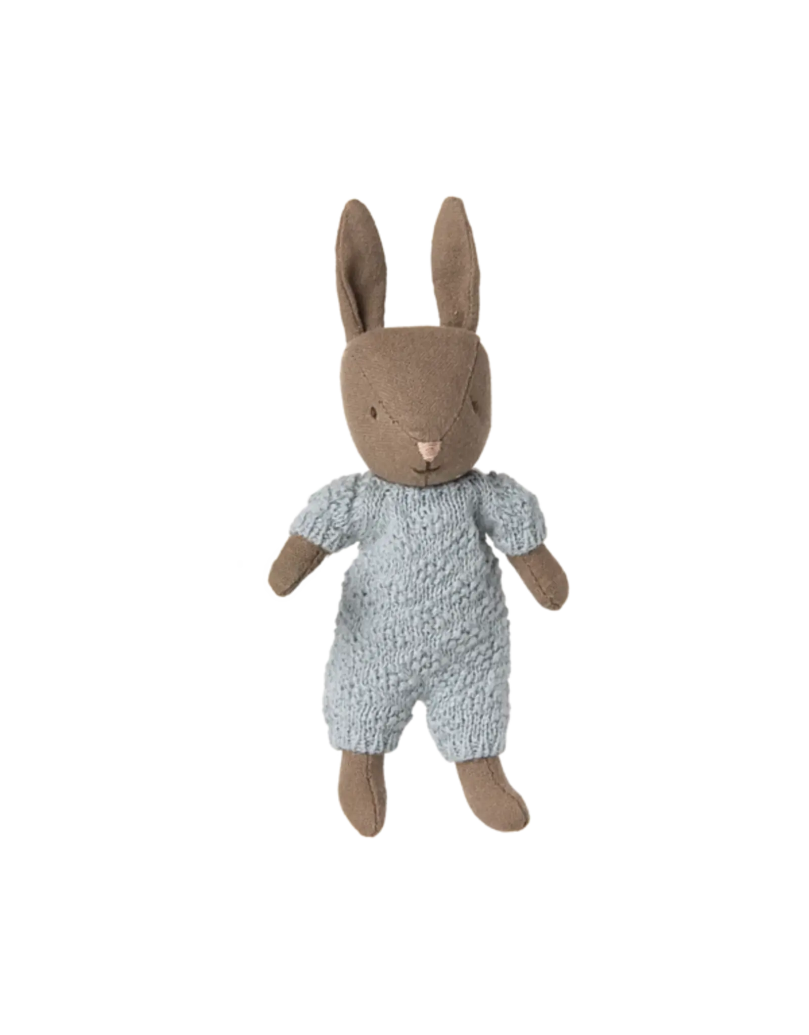 Maileg Rabbit Micro Knitted Suit - Brown Blue