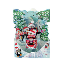 3D Swing Christmas Card "Sledging Penguins"