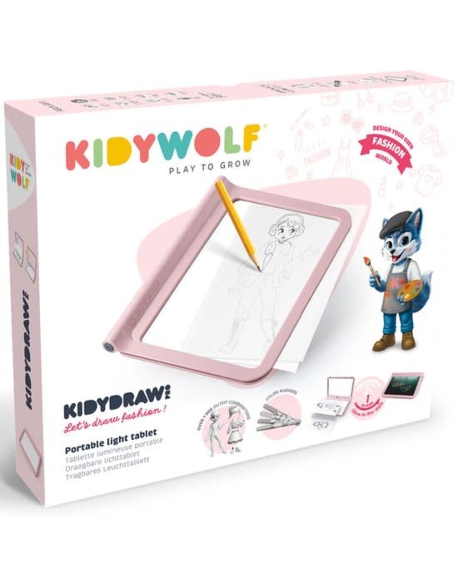 KidyWolf KIDYDRAW-PRO mobiele en lichtgevende tablet Roze