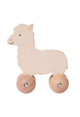 Houten Alpaca op wielen