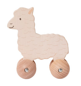 Houten Alpaca op wielen