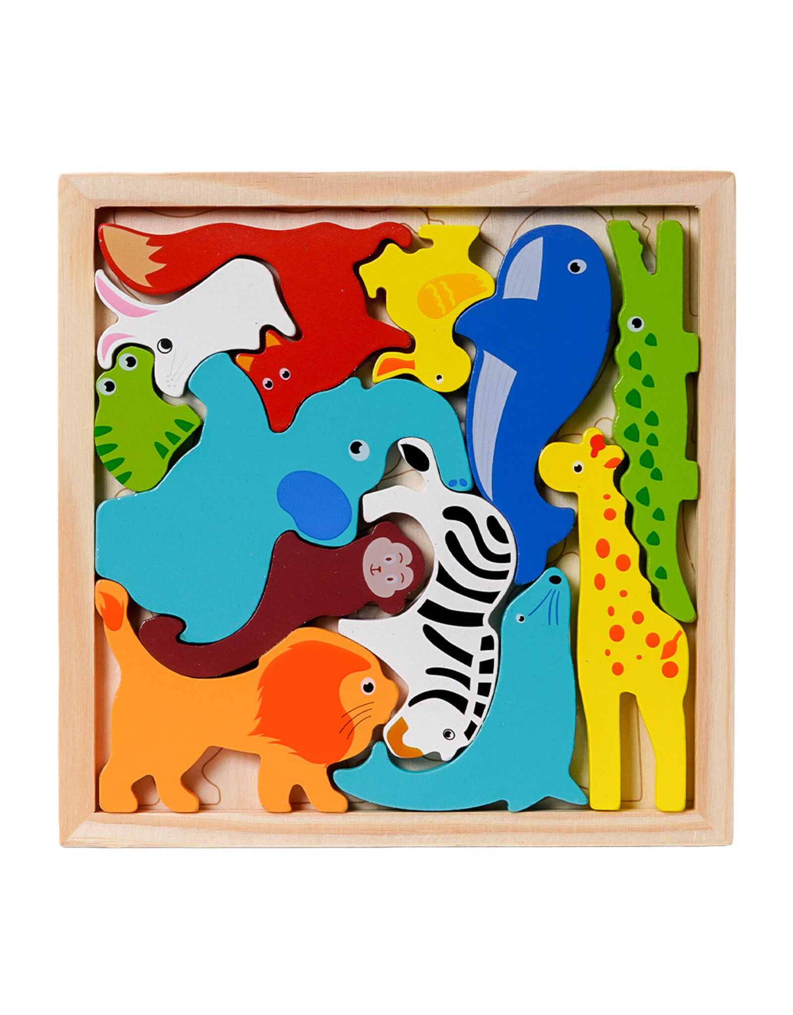 Houten Vormenpuzzel Wilde Dieren