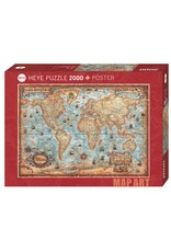 Heye Map Art Puzzle + Poster "The World"