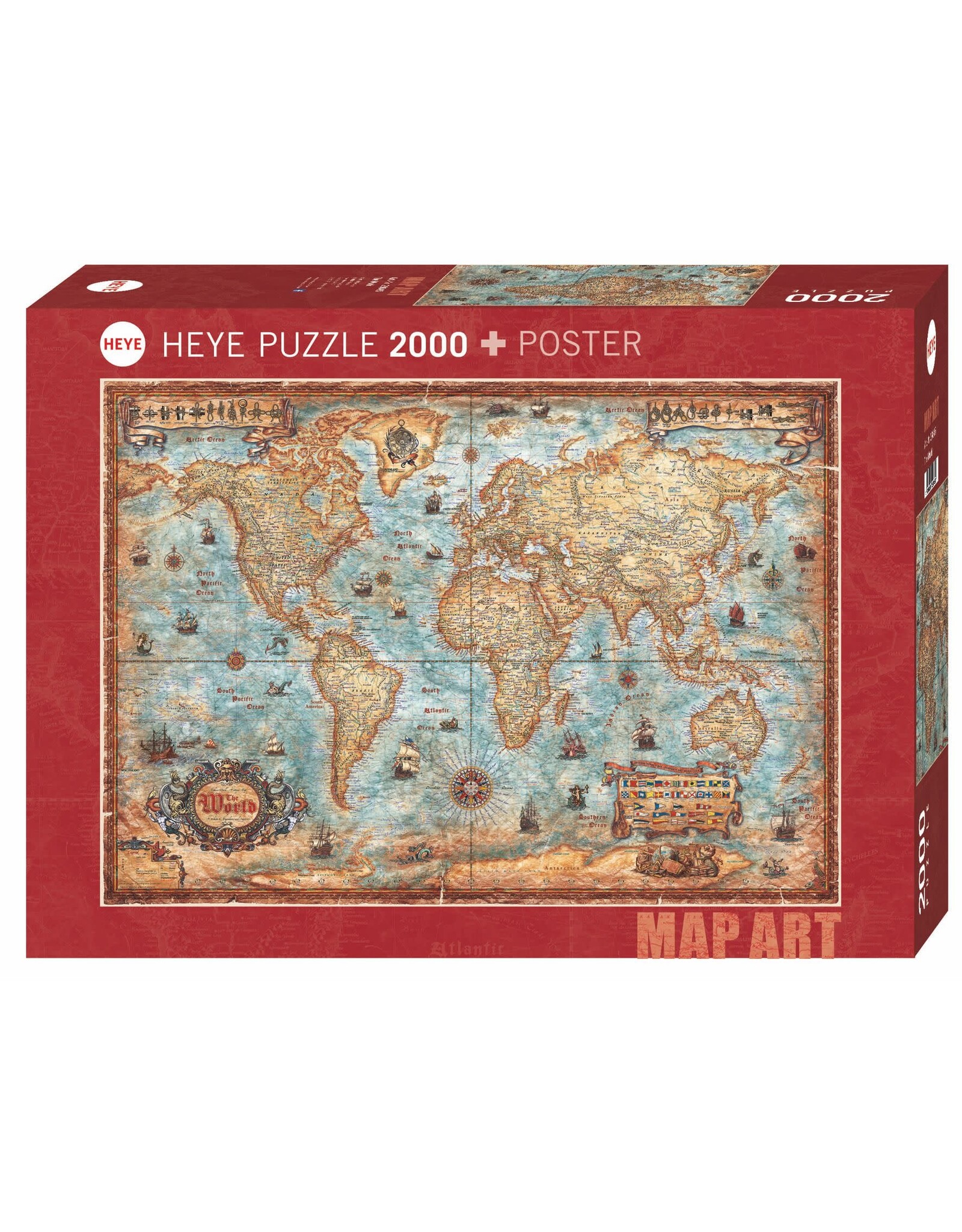 Heye Map Art Puzzle + Poster "The World"