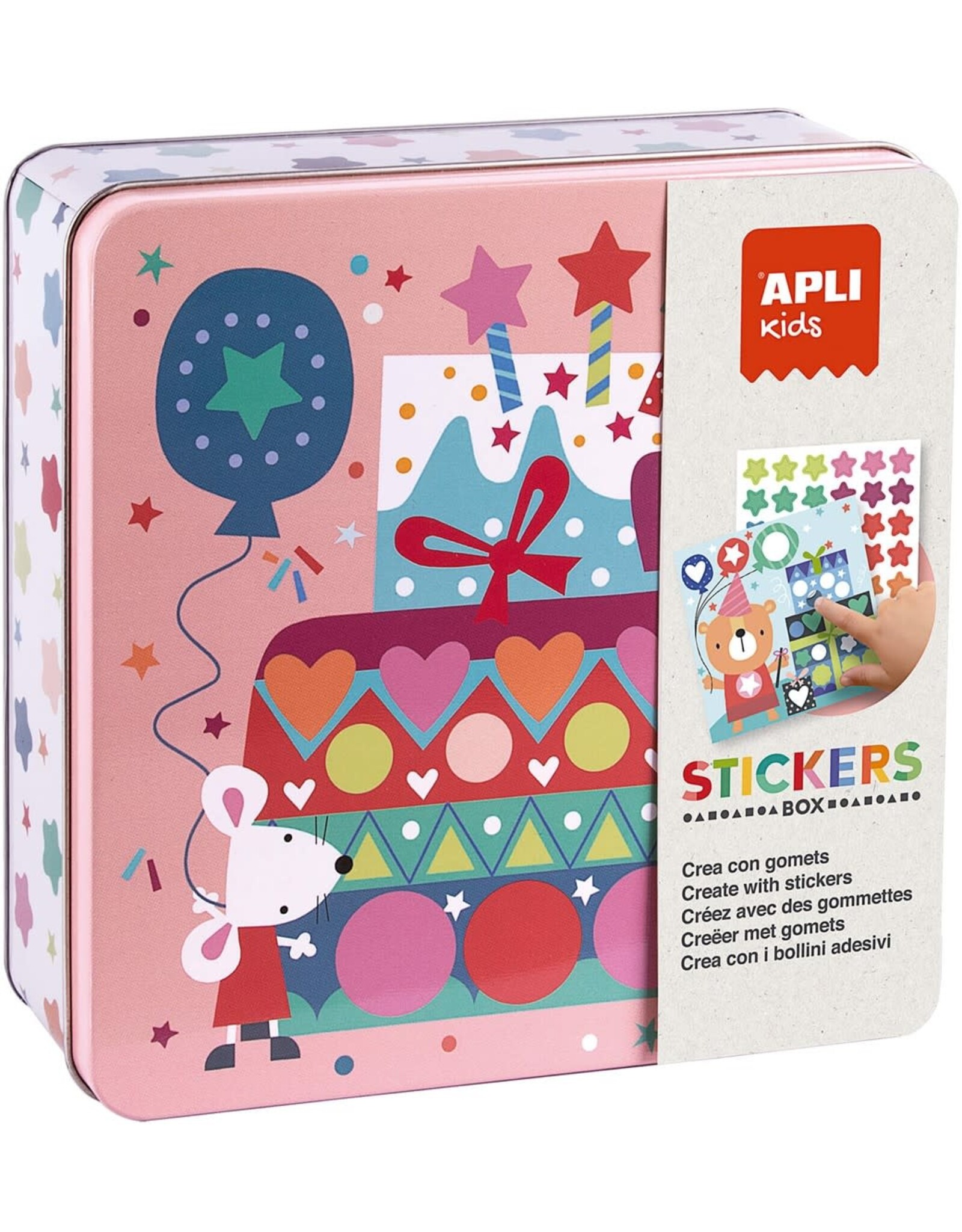 APLI Stickerkaarten in Blik ''Feest''