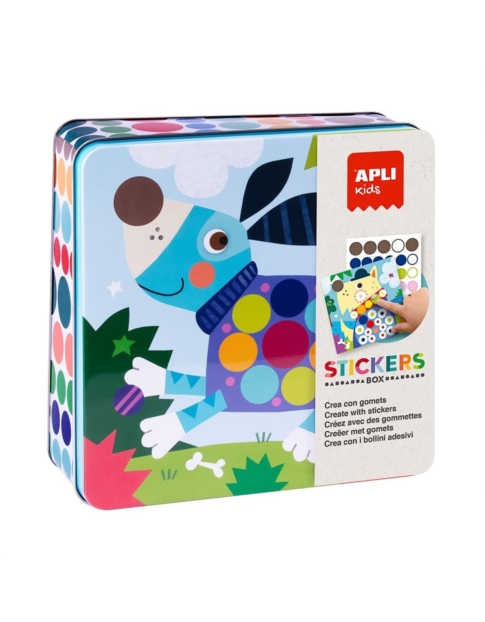 APLI Stickerkaarten in blik "Hond"