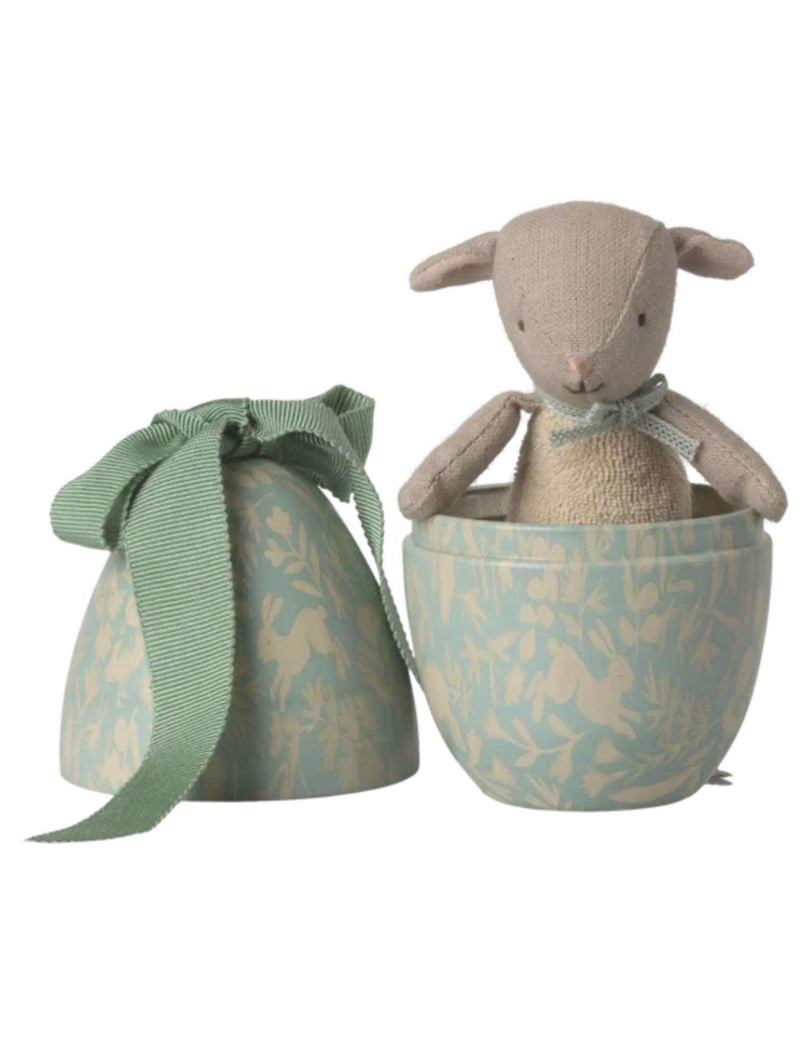 Maileg Easter Egg with micro Lamb Small - Dusty Mint