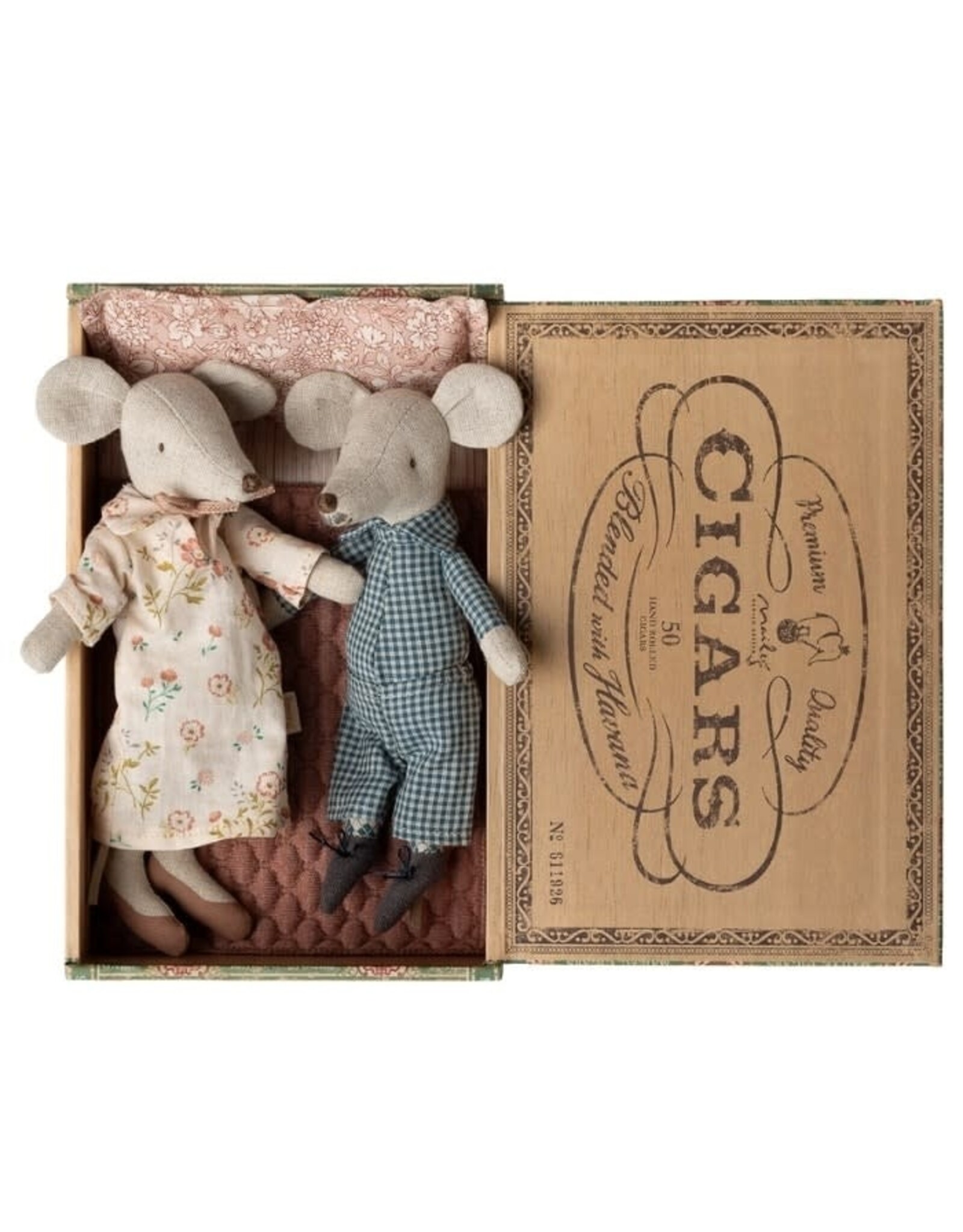 Maileg Grandma and Grandpa Mice in Cigarbox