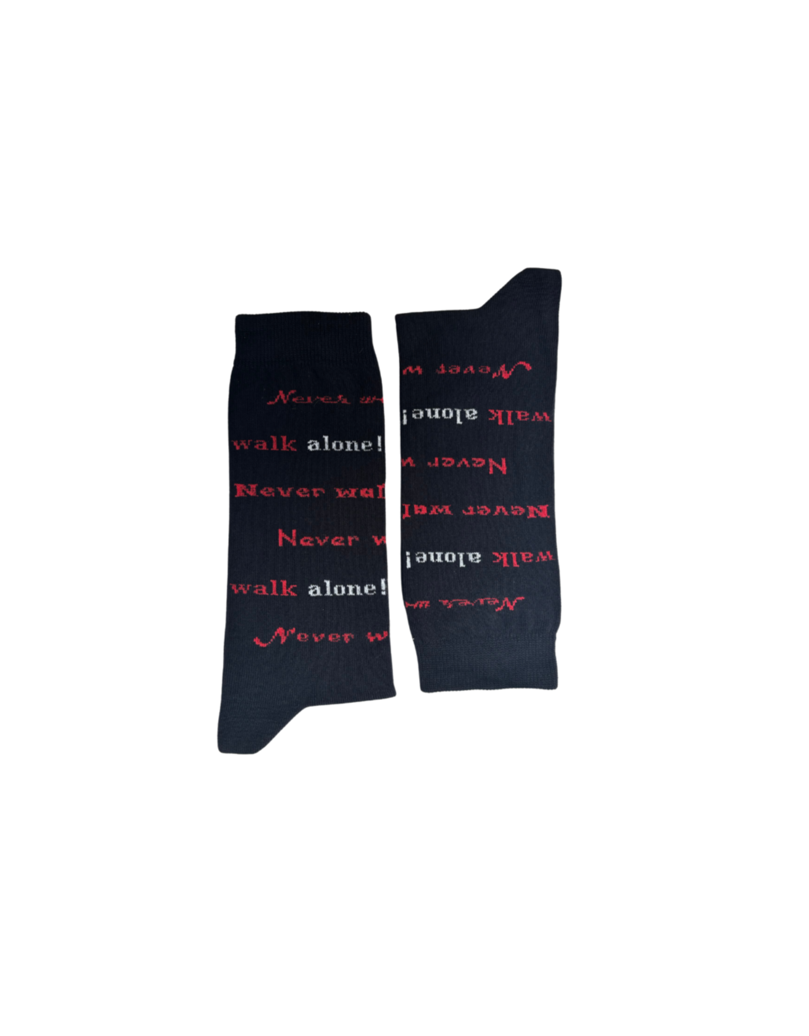Nooitgedacht Cadeau Herensokken - Never walk alone! (rood/wit)