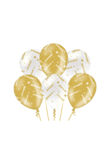 pd party Party Balloons Gold/White - Gefeliciteerd