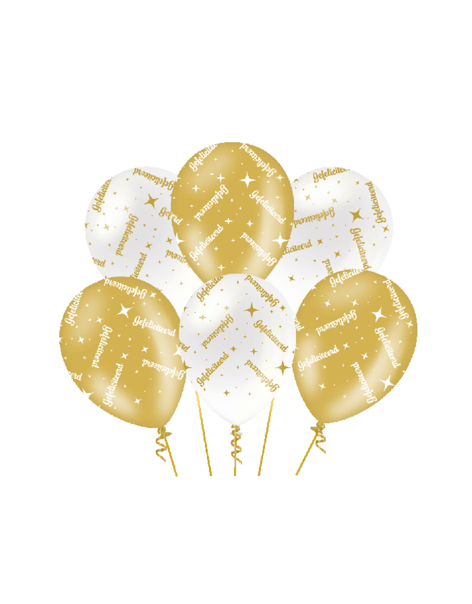 pd party Party Balloons Gold/White - Gefeliciteerd