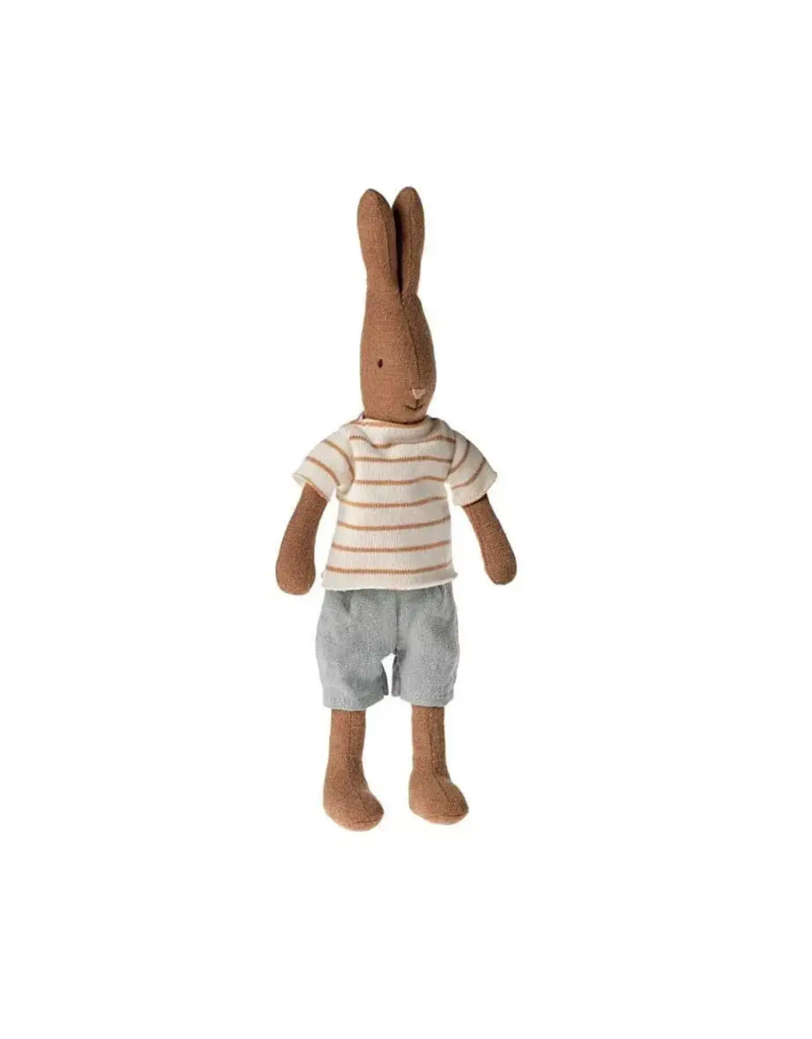 Maileg Rabbit Chocolate Brown - Striped Blouse and Shorts