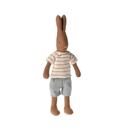 Maileg Rabbit Chocolate Brown - Striped Blouse and Shorts